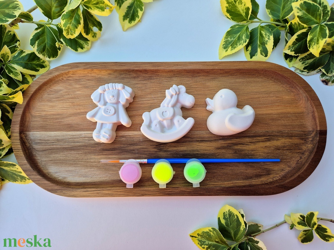 DIY Kreatív festőkészlet csomag Baba, hintaló, kacsa, Festhető gipszcsomag gyerekeknek, Lányos hálószoba, Kreatív  - diy (csináld magad) - egységcsomag - Meska.hu