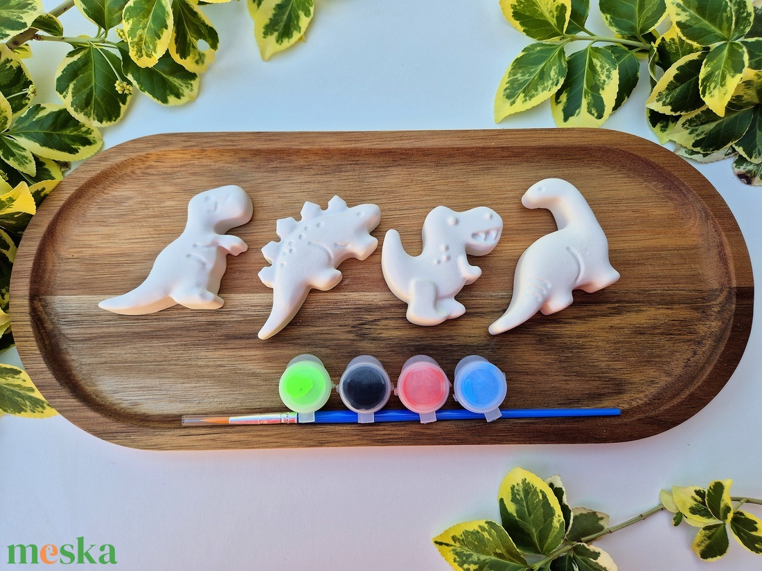 DIY Dinoszaurusz festhető gipszcsomag gyerekeknek, Kreatív festőszett, Dínó rajongóknak, Gyerek alkotás, Kifesthető  - diy (csináld magad) - egységcsomag - Meska.hu