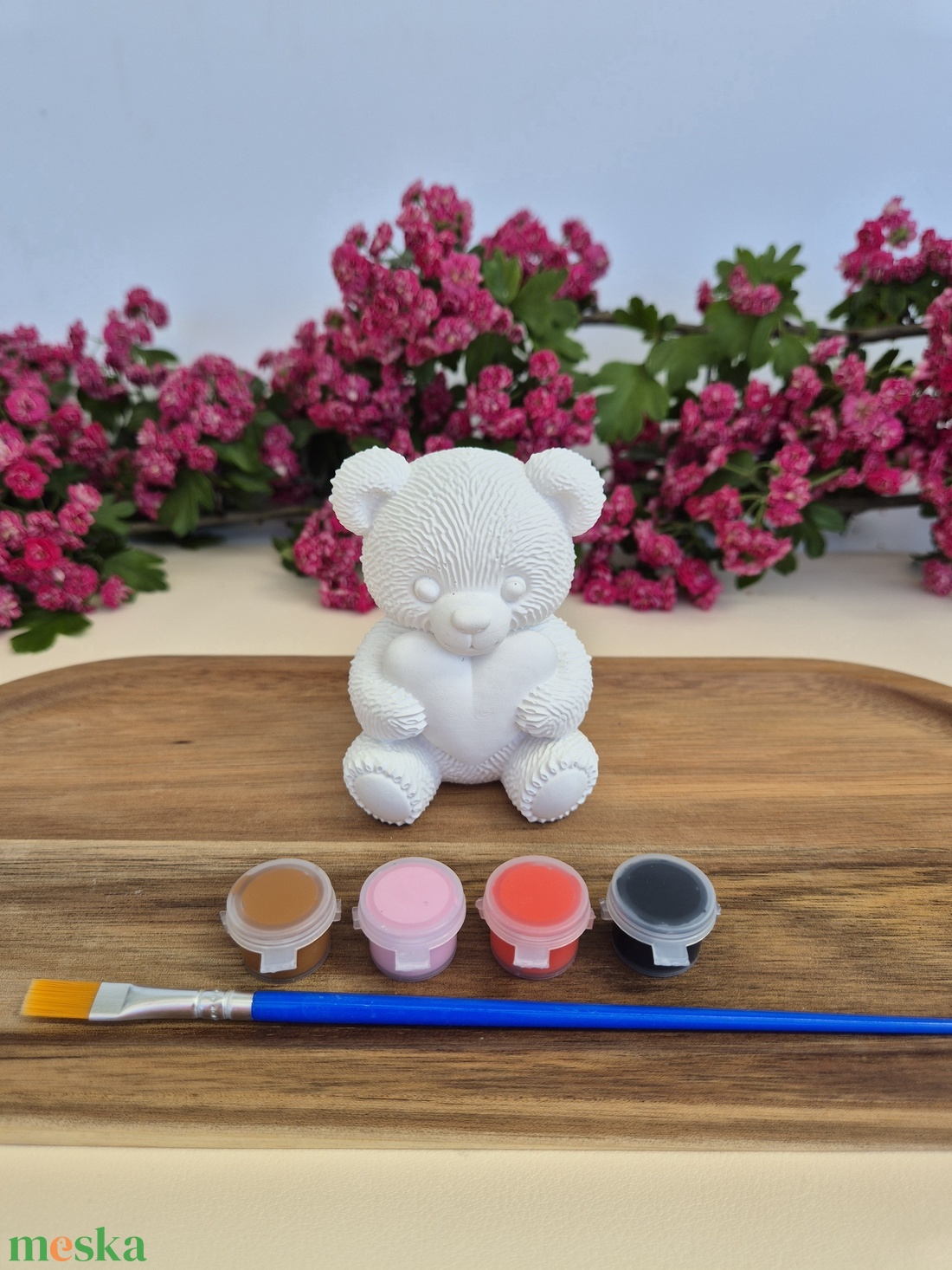 DIY kreatív festhető gipsz csomag Csupaszív mackó, Festhető figura, Maci szívvel, Kézműves foglalkozás, Kreatív játék - diy (csináld magad) - egységcsomag - Meska.hu