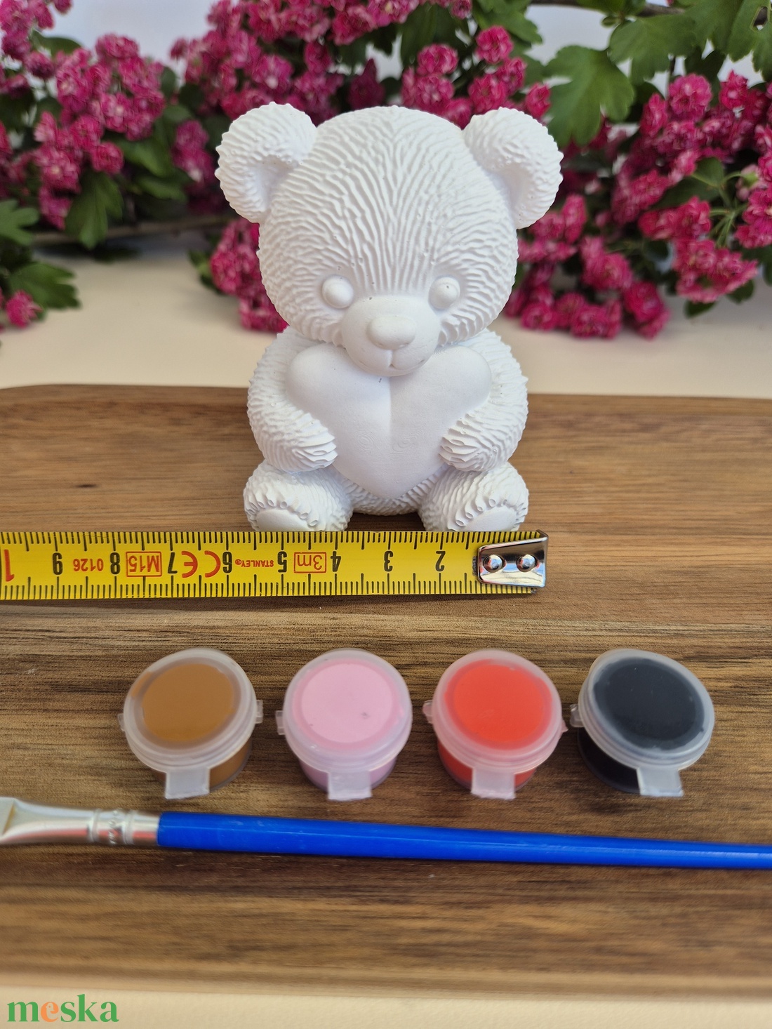 DIY kreatív festhető gipsz csomag Csupaszív mackó, Festhető figura, Maci szívvel, Kézműves foglalkozás, Kreatív játék - diy (csináld magad) - egységcsomag - Meska.hu