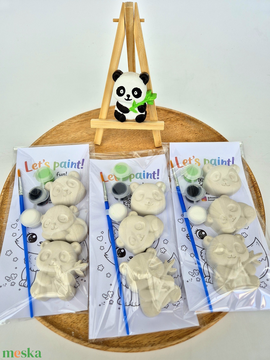 DIY Kreatív festhető gipsz Panda csomag gyerekeknek, Születésnapi kreatív foglalkozás, Kézműves játék, Festés - diy (csináld magad) - egységcsomag - Meska.hu