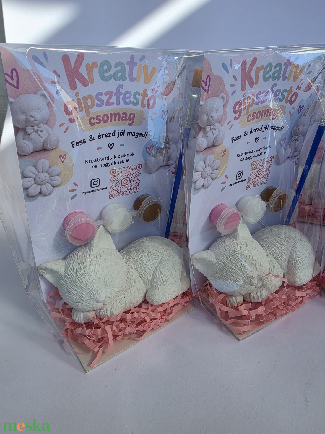 DIY Kreatív festhető gipsz 3D Cica csomag gyerekeknek, Születésnapi kreatív foglalkozás, Kézműves játék, Festés - diy (csináld magad) - egységcsomag - Meska.hu