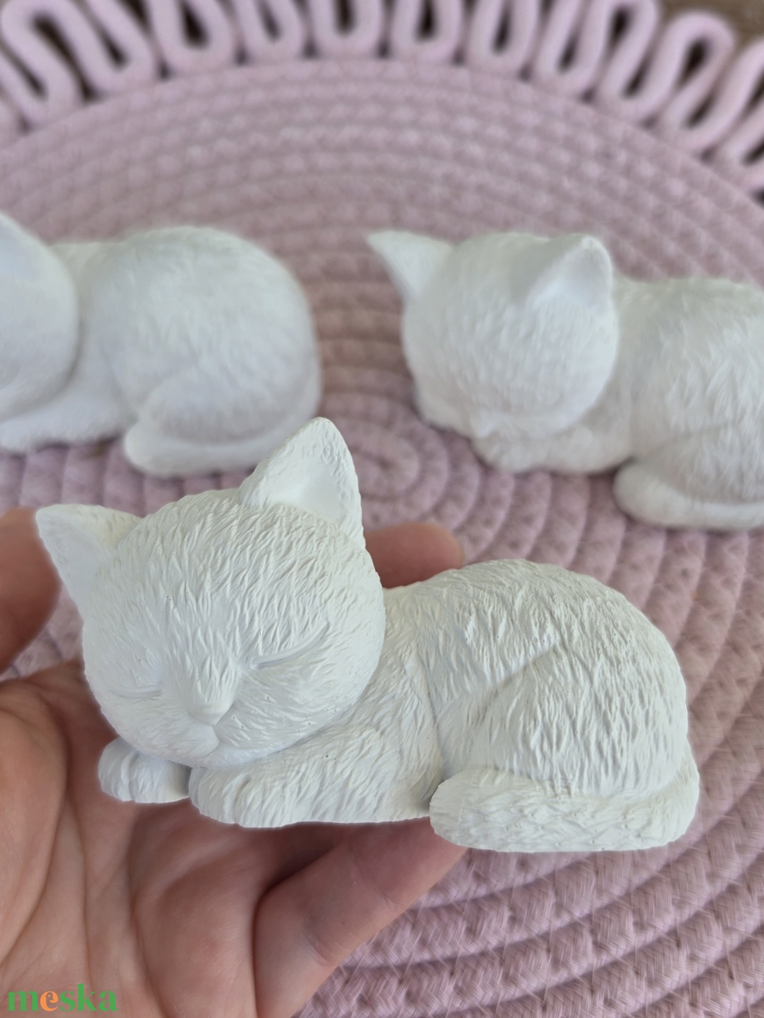 Natúr festhető 3D gipszfigura Alvó cica Gyermek kézműves foglalkozás - diy (csináld magad) - egységcsomag - Meska.hu