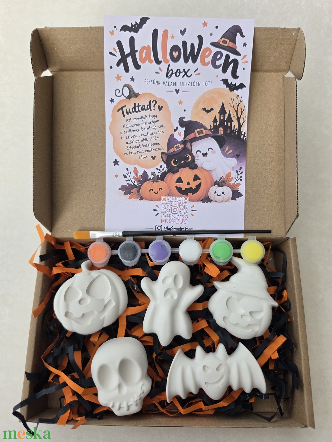 Halloween gipszfestő box - kreatív festőkészlet gyerekeknek - diy (csináld magad) - egységcsomag - Meska.hu