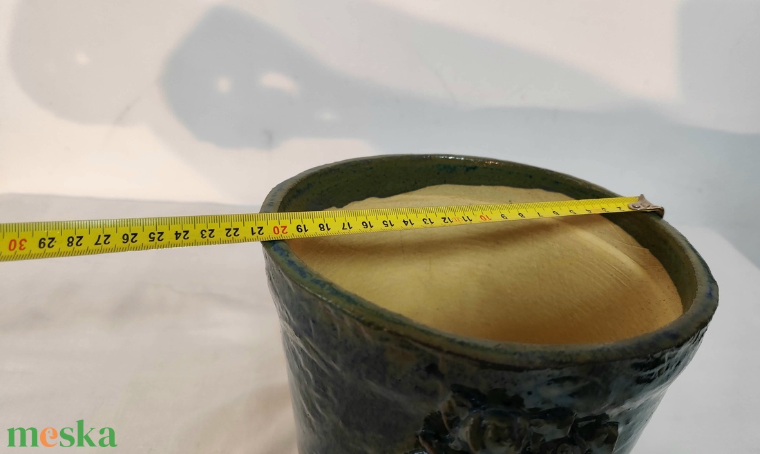 Kézzel készített kerámia kaspó, bonsai tál, rusztikus növénytartó, egyedi mázas dekoráció 1250 �C-on égetve - otthon & életmód - virágdekoráció - virágtartó - kaspó - Meska.hu