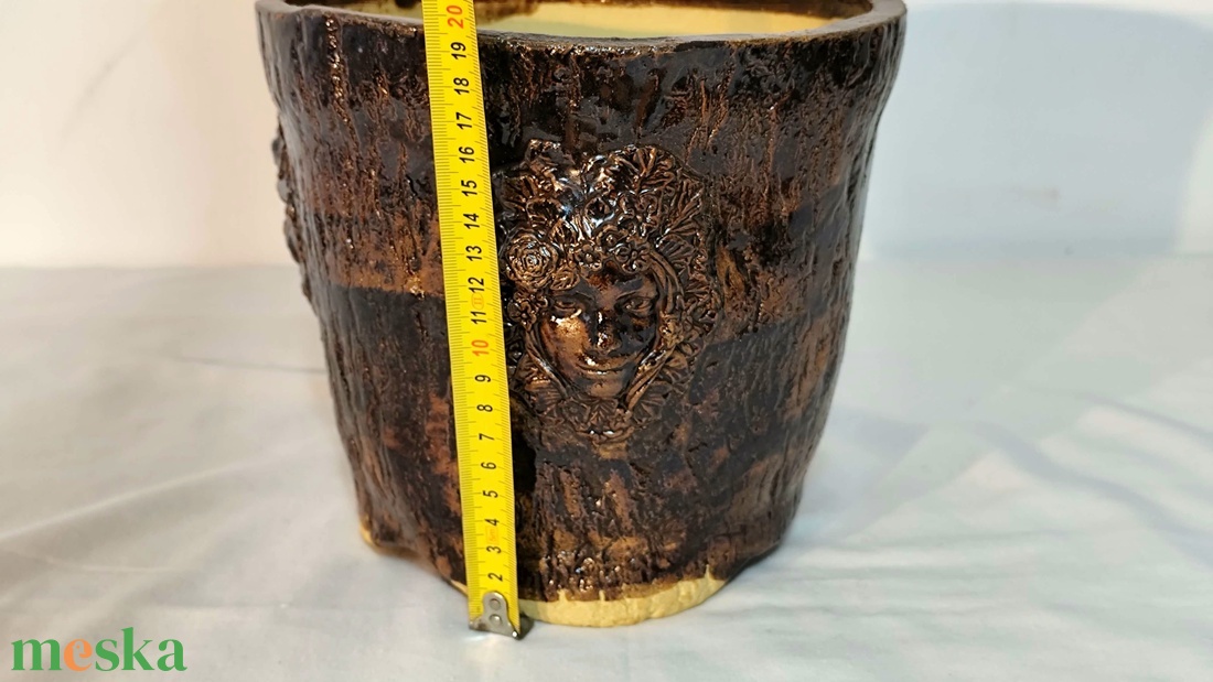 Kézzel készített kerámia kaspó, bonsai tál, rusztikus növénytartó, egyedi mázas dekoráció 1250 �C-on égetve - otthon & életmód - virágdekoráció - virágtartó - kaspó - Meska.hu