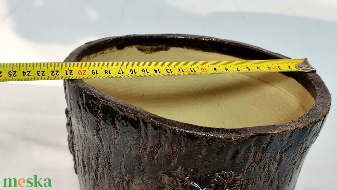 Kézzel készített kerámia kaspó, bonsai tál, rusztikus növénytartó, egyedi mázas dekoráció 1250 �C-on égetve - otthon & életmód - virágdekoráció - virágtartó - kaspó - Meska.hu