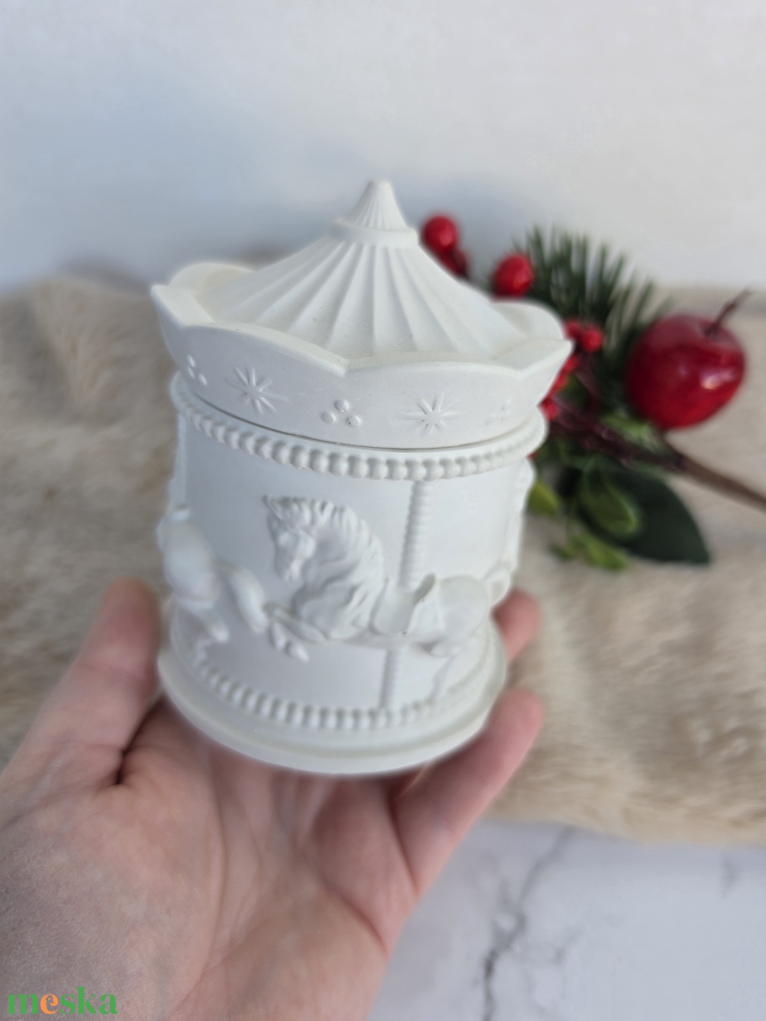 Lovacskás körhinta - DIY kreatív festhető ékszertartó - Ékszer tartó - Fedeles tároló - dekoráció - Dekoratív - ajándék - ékszer - ékszertartó - ékszertartó tál - Meska.hu