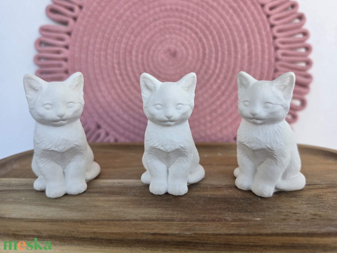 Natúr festhető 3D gipszfigura Cica Gyermek kézműves foglalkozás - diy (csináld magad) - egységcsomag - Meska.hu