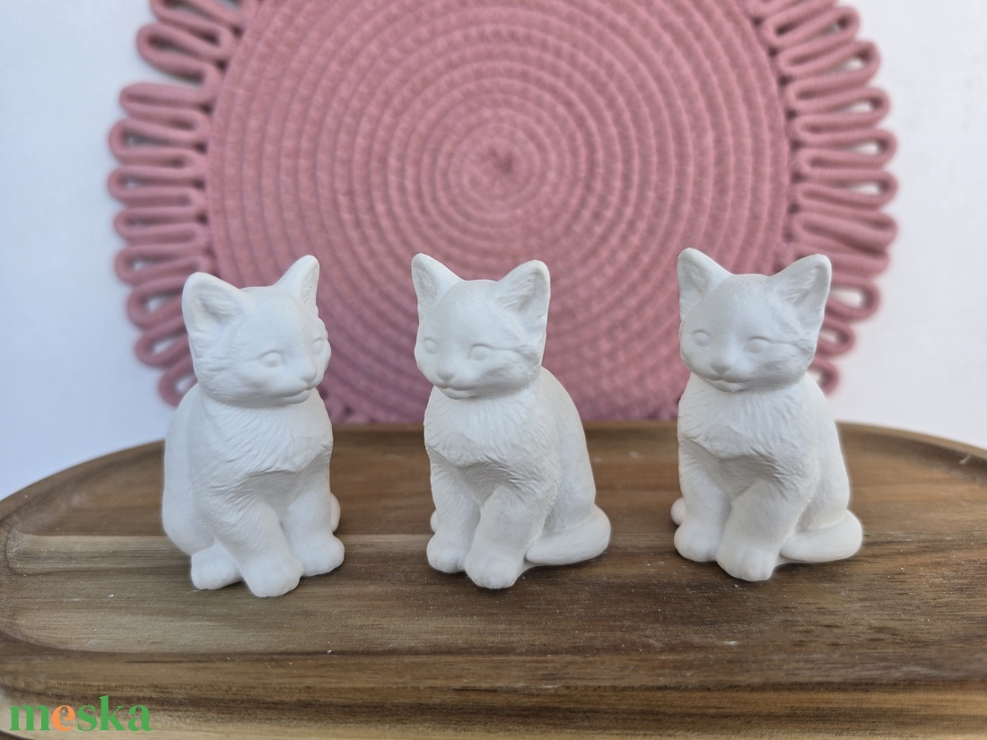 Natúr festhető 3D gipszfigura Cica Gyermek kézműves foglalkozás - diy (csináld magad) - egységcsomag - Meska.hu