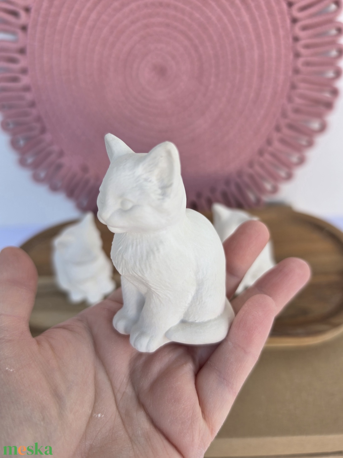 Natúr festhető 3D gipszfigura Cica Gyermek kézműves foglalkozás - diy (csináld magad) - egységcsomag - Meska.hu