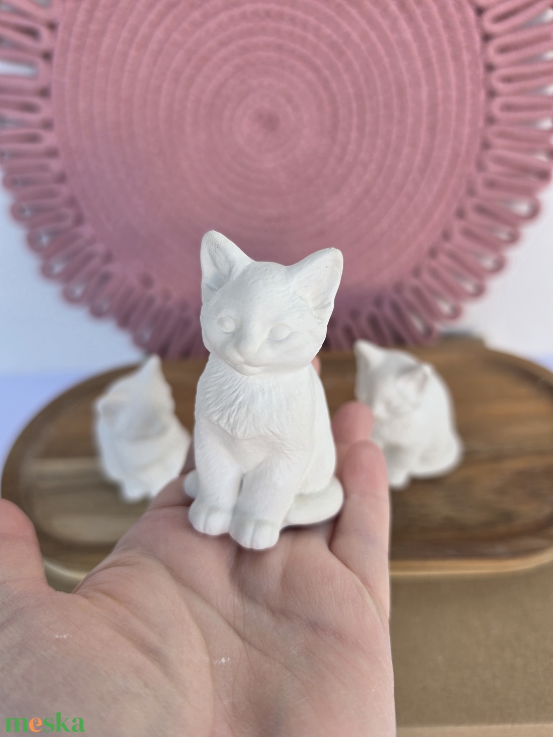 Natúr festhető 3D gipszfigura Cica Gyermek kézműves foglalkozás - diy (csináld magad) - egységcsomag - Meska.hu