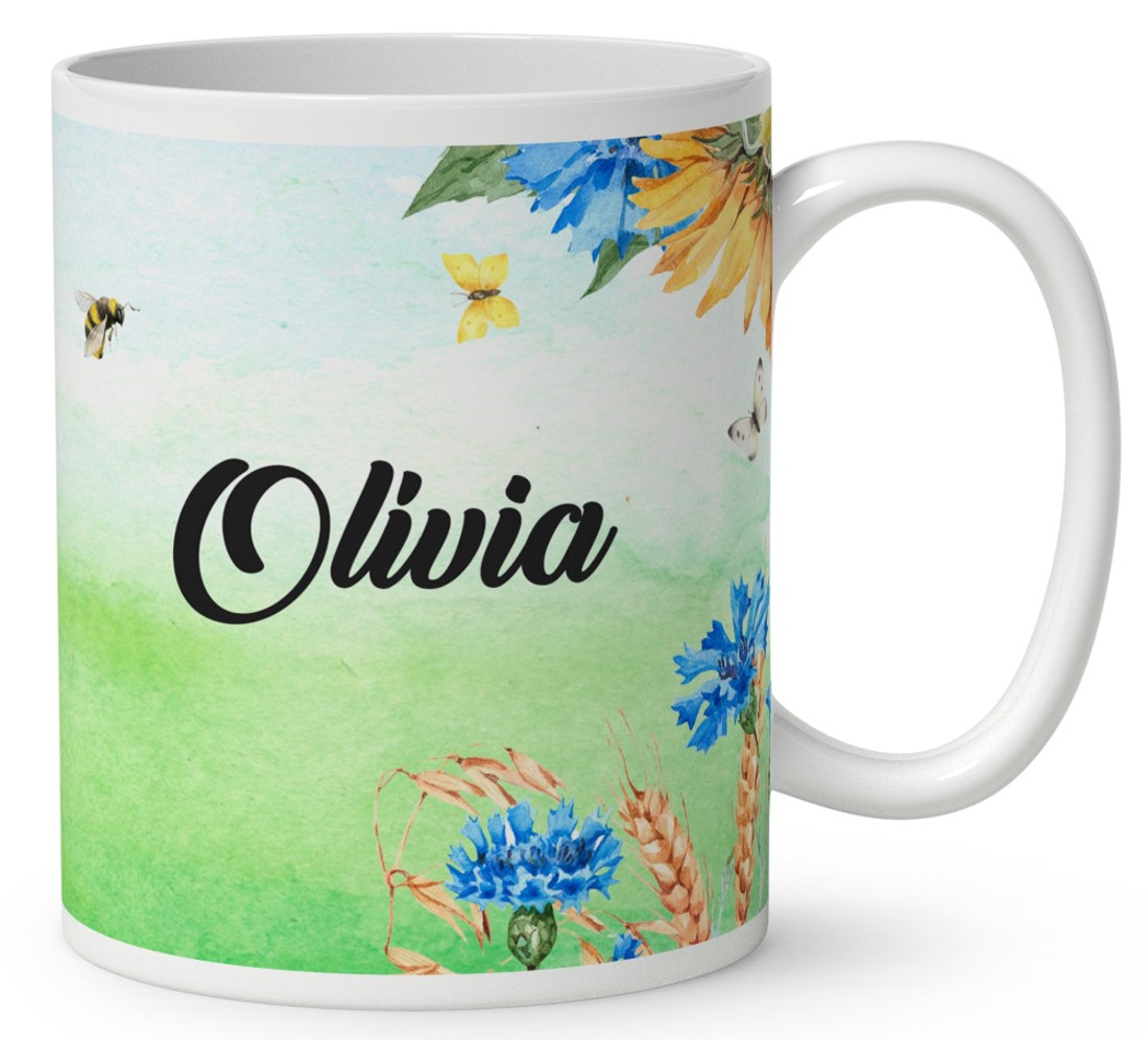 Névvel kérhető - Napraforgós manó lány cuki békával mintás bögre - otthon & életmód - konyhafelszerelés, tálalás - tálalás - bögre & csésze - Meska.hu