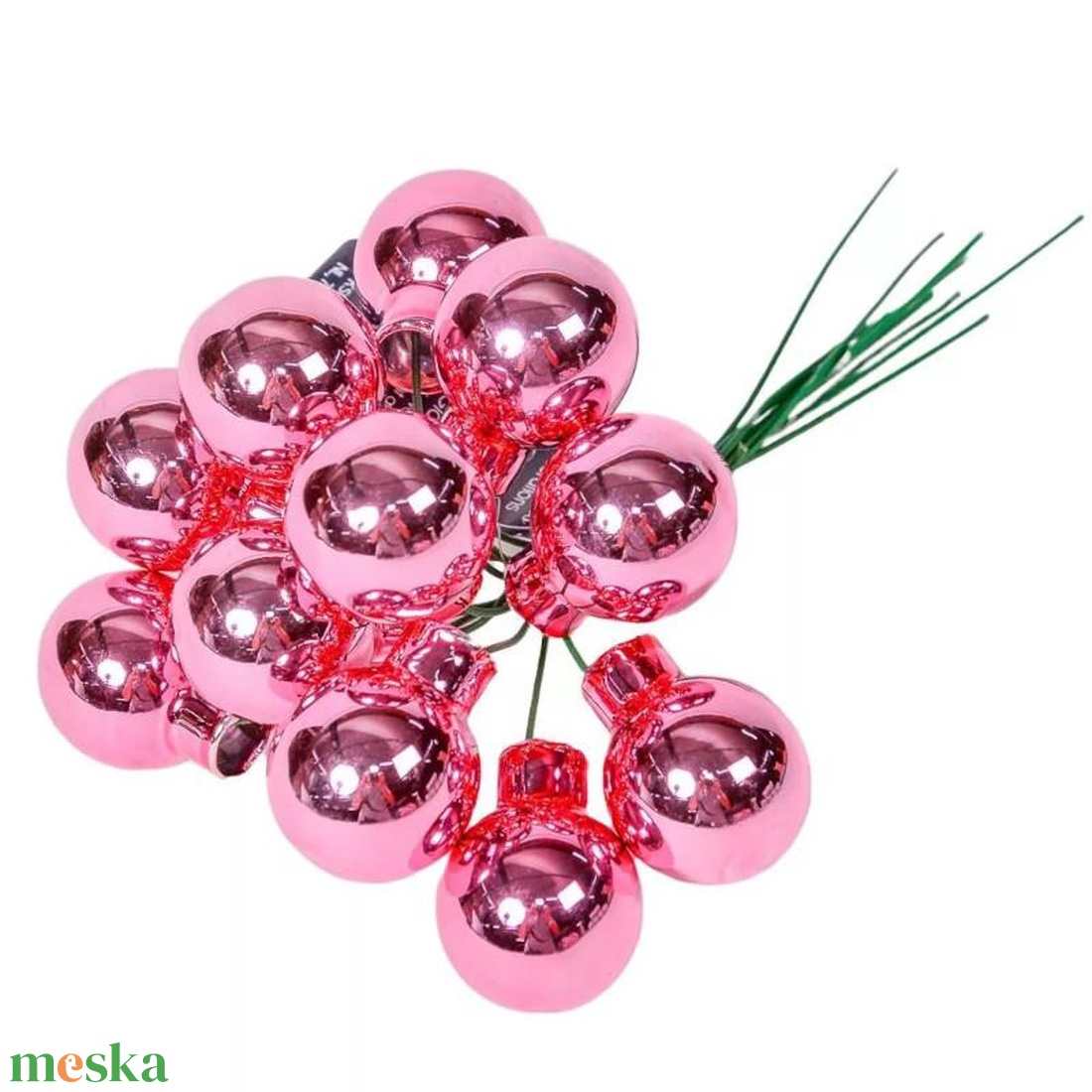 Üveggömb pick 2 cm - rúzs pink - fényes 12 db - kellékek & szerszámok - dekorációs kellékek - üveggömb pick - Meska.hu