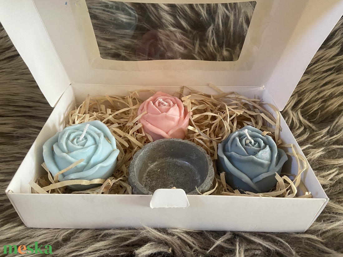 Rózsaszett gyertyakészlet - kellékek & szerszámok - dekorációs kellékek - dekorációs gyertya - Meska.hu