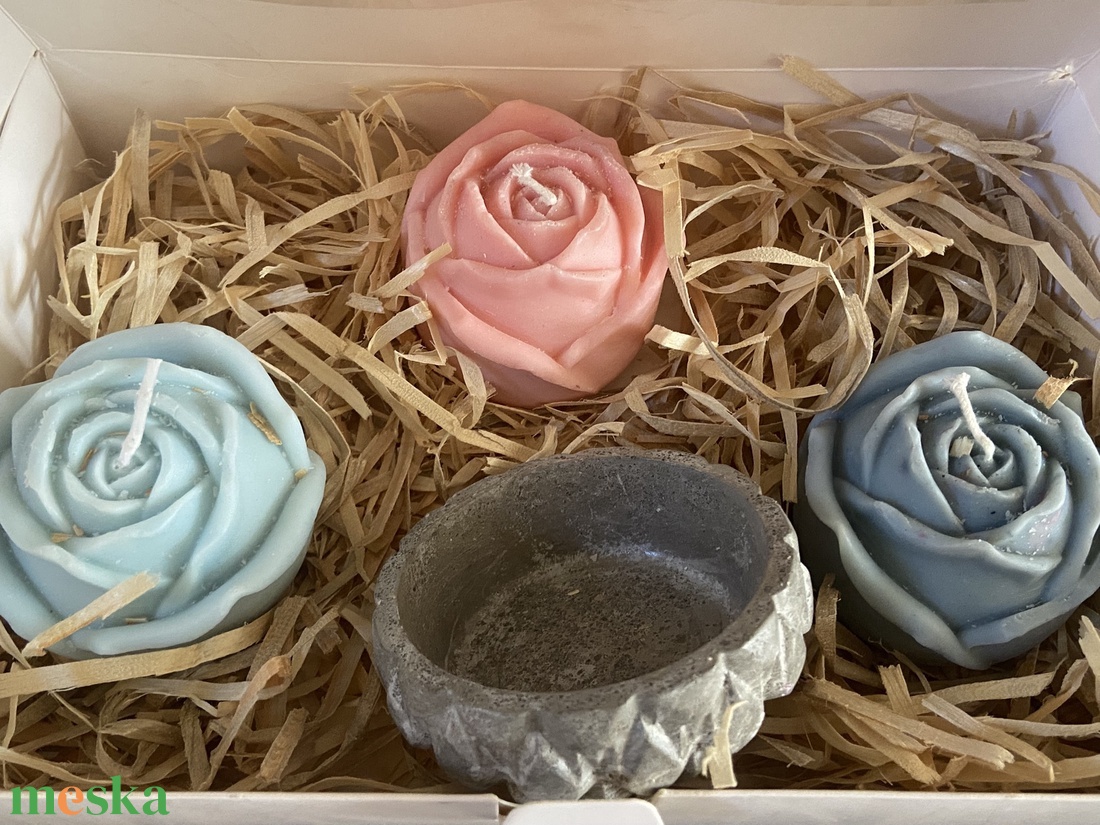 Rózsaszett gyertyakészlet - kellékek & szerszámok - dekorációs kellékek - dekorációs gyertya - Meska.hu