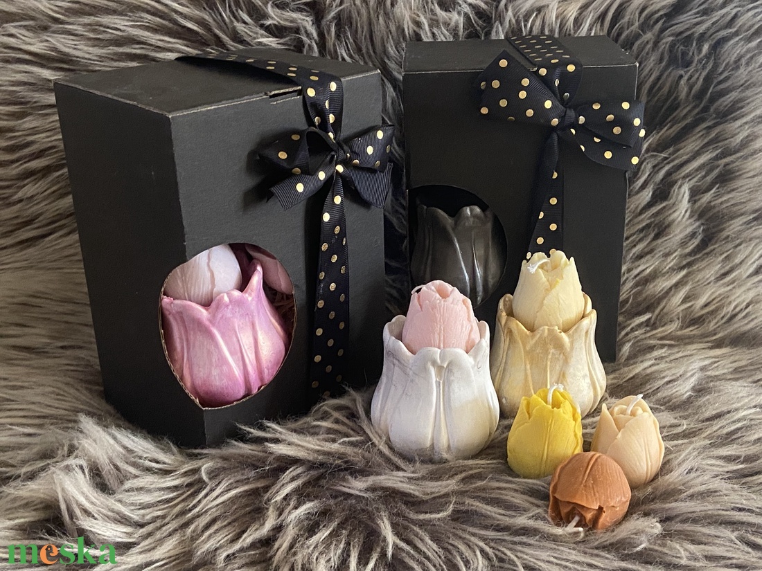 Virágos gyertyakészlet - kellékek & szerszámok - dekorációs kellékek - dekorációs gyertya - Meska.hu