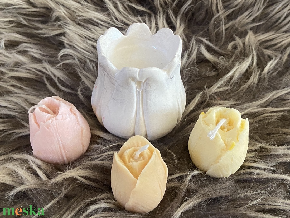 Virágos gyertyakészlet - kellékek & szerszámok - dekorációs kellékek - dekorációs gyertya - Meska.hu