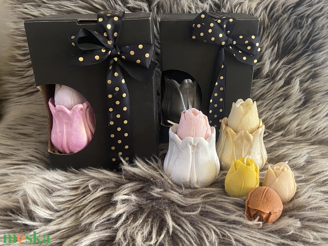 Virágos gyertyakészlet - kellékek & szerszámok - dekorációs kellékek - dekorációs gyertya - Meska.hu