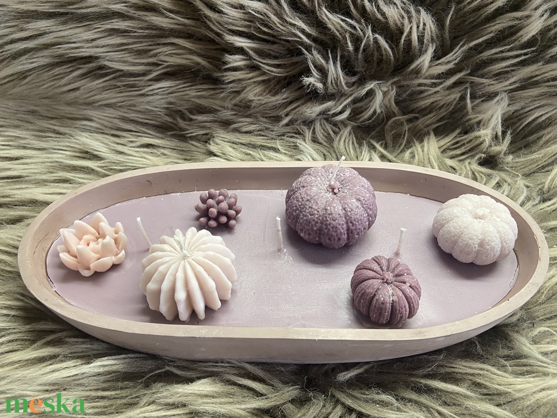 Nagyméretű gyertyatál -pozsgák és tökök - kellékek & szerszámok - dekorációs kellékek - dekorációs gyertya - Meska.hu