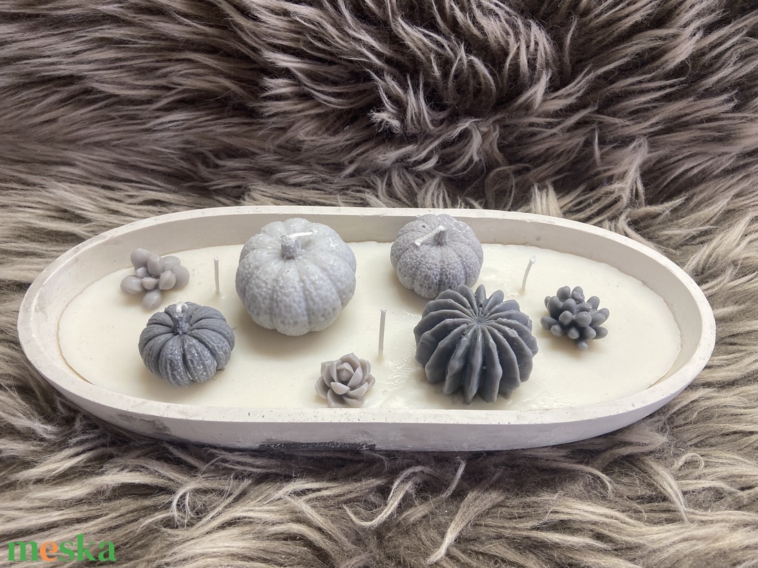 Nagyméretű gyertyatál -pozsgák és tökök - kellékek & szerszámok - dekorációs kellékek - dekorációs gyertya - Meska.hu