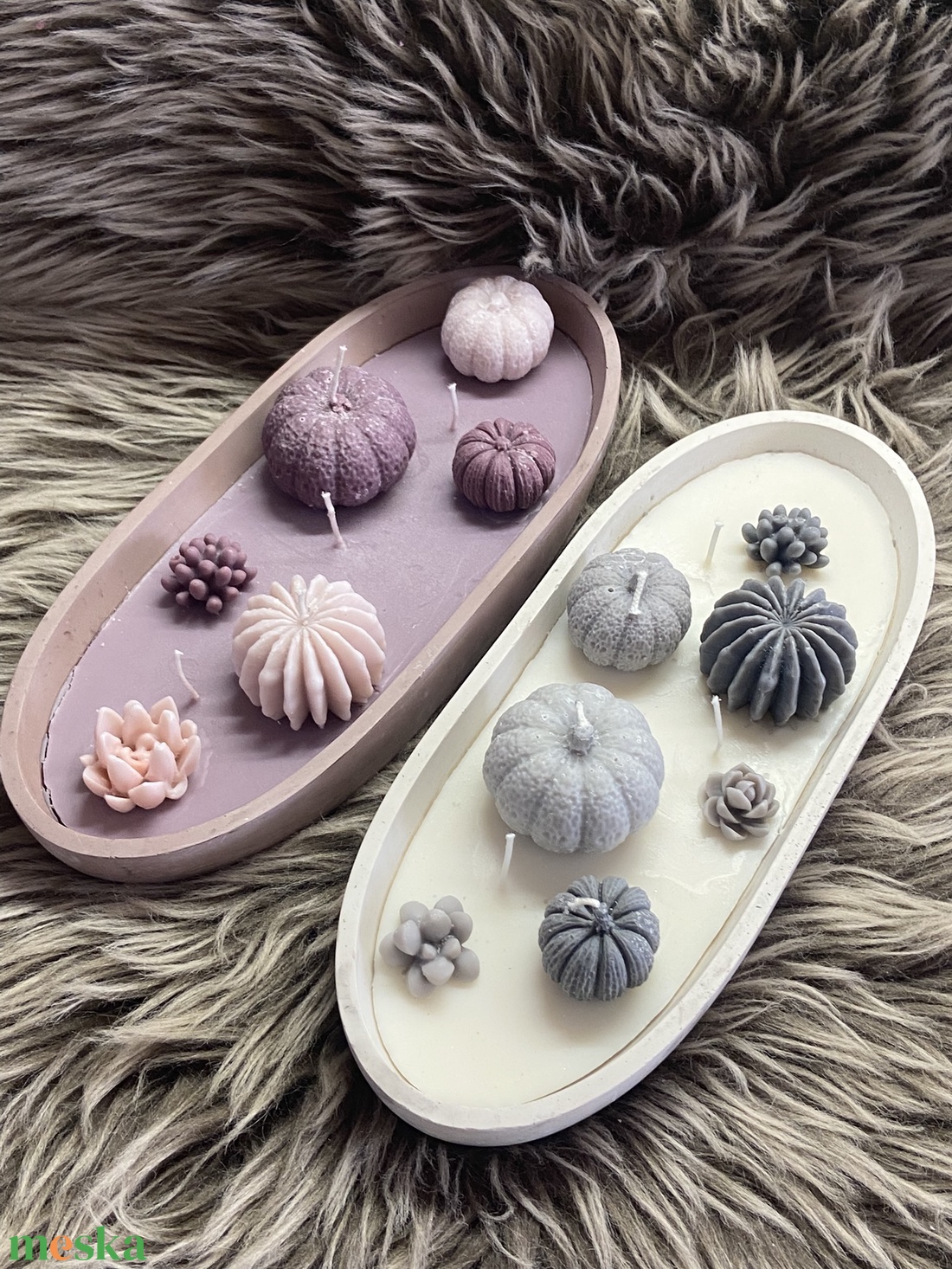 Nagyméretű gyertyatál -pozsgák és tökök - kellékek & szerszámok - dekorációs kellékek - dekorációs gyertya - Meska.hu