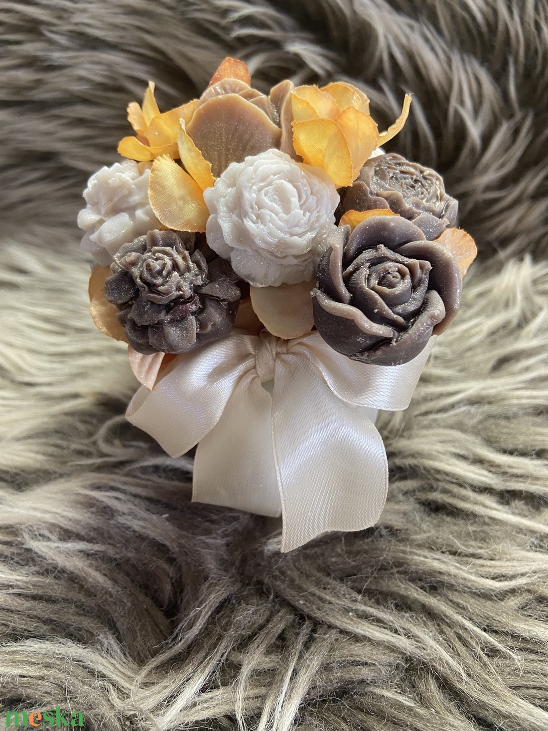 Szójaviasz virágcsokor  - otthon & életmód - virágdekoráció - virágdíszek - asztali virágdísz - Meska.hu