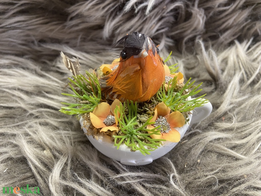 Kisméretű madárkás dísz csészében - otthon & életmód - dekoráció - húsvéti asztaldíszek - Meska.hu