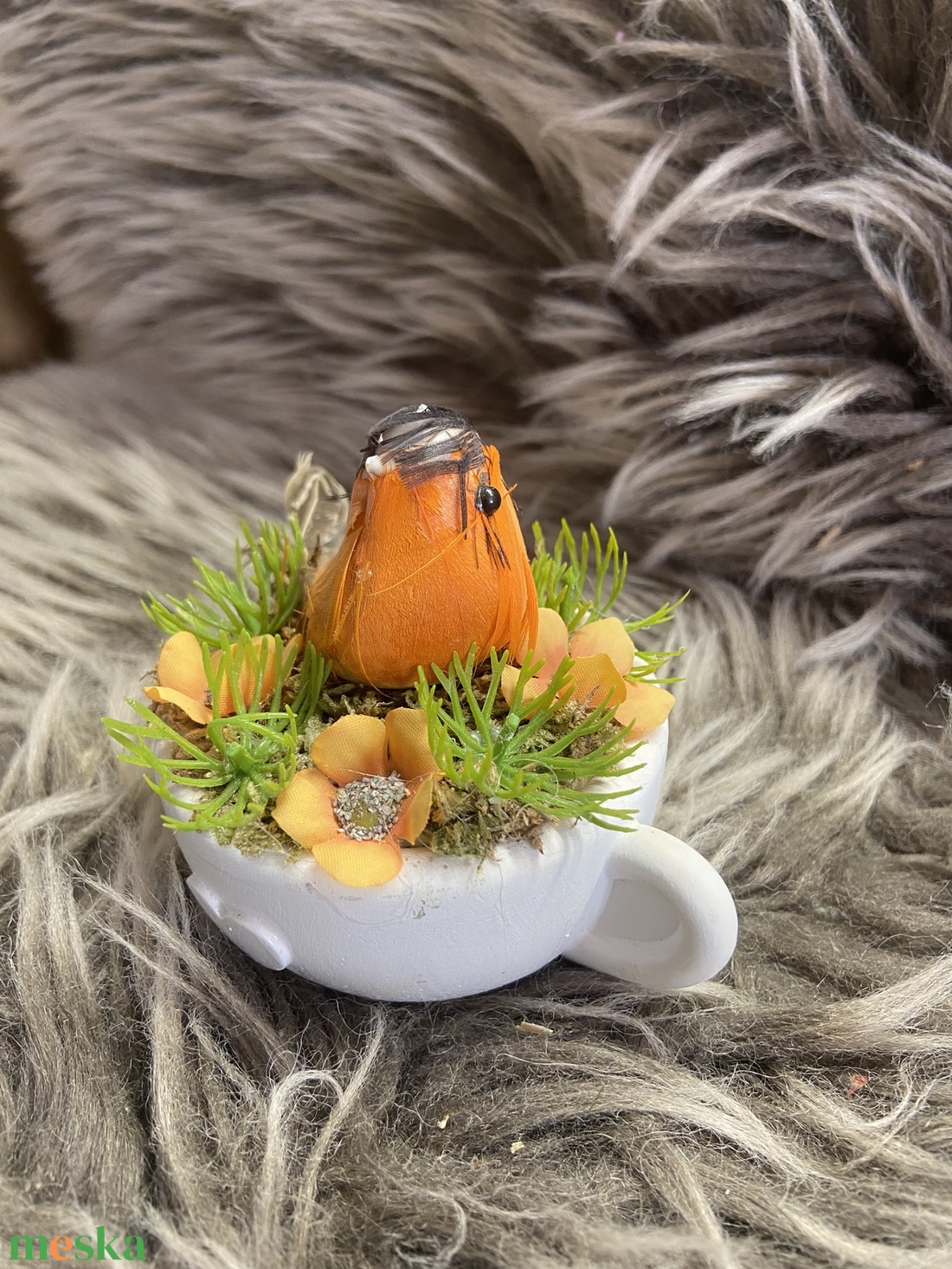Kisméretű madárkás dísz csészében - otthon & életmód - dekoráció - húsvéti asztaldíszek - Meska.hu