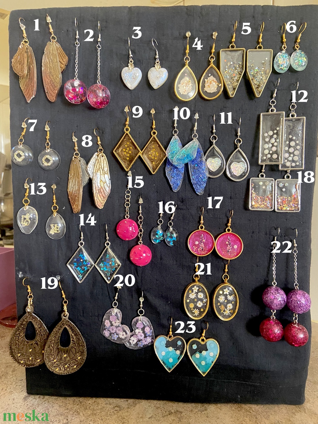 Epoxy fülbevalók 1. - ékszer - fülbevaló - lógó fülbevaló - Meska.hu