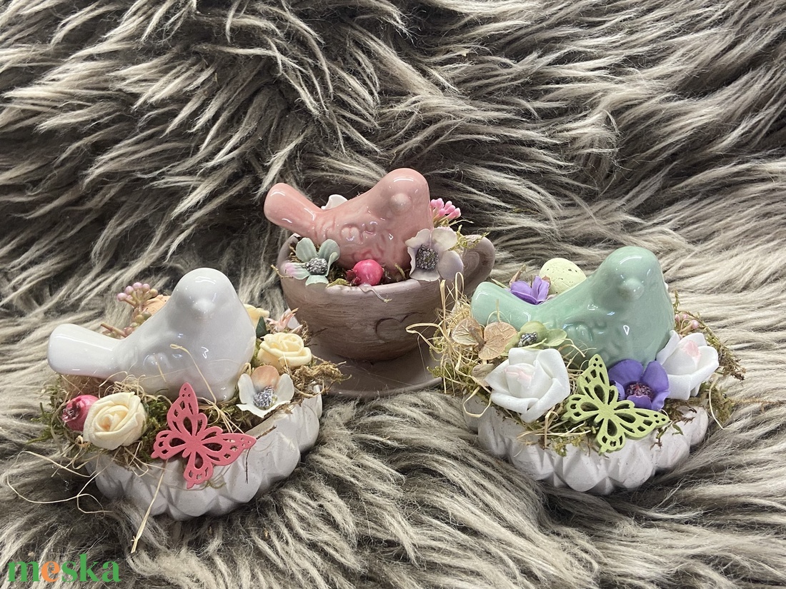 Kisméretű madárkás, pillangós dísz  - otthon & életmód - dekoráció - húsvéti asztaldíszek - Meska.hu