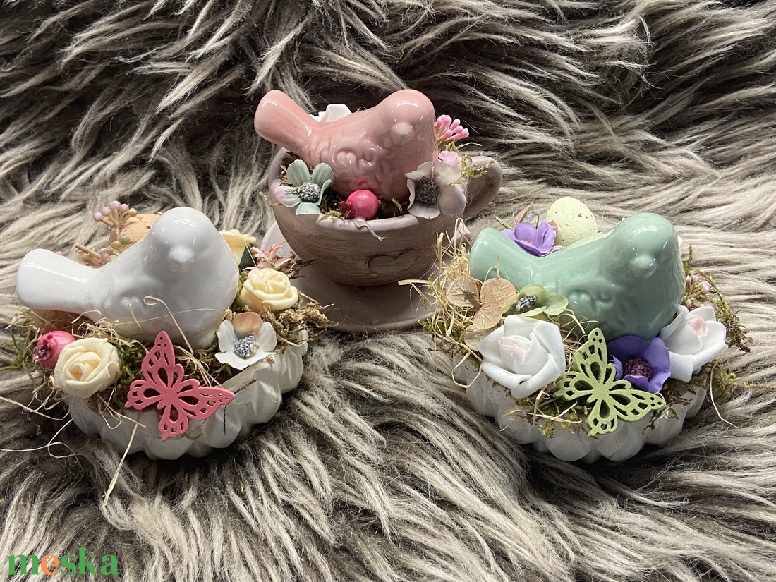 Kisméretű madárkás, pillangós dísz  - otthon & életmód - dekoráció - húsvéti asztaldíszek - Meska.hu