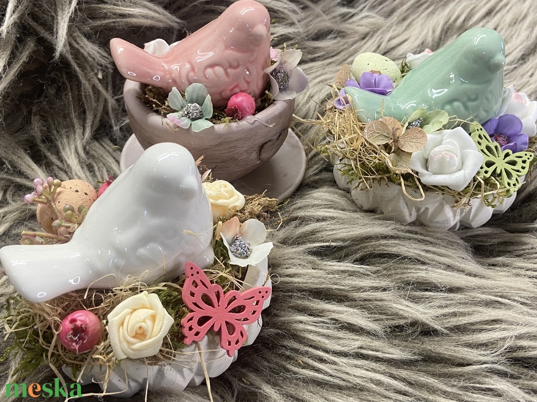 Kisméretű madárkás, pillangós dísz  - otthon & életmód - dekoráció - húsvéti asztaldíszek - Meska.hu
