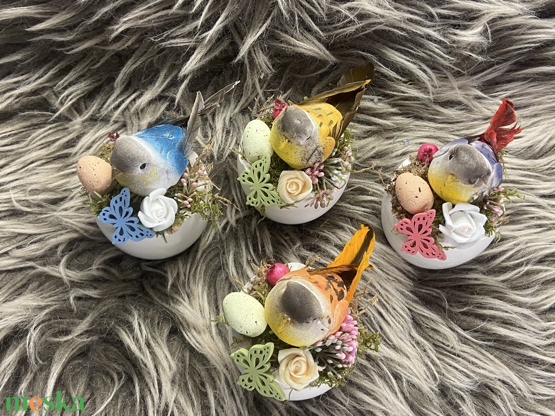 Kisméretű tojásos, madárkás, pillangós dísz  - otthon & életmód - dekoráció - húsvéti asztaldíszek - Meska.hu