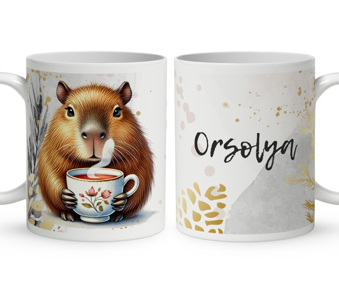 Névvel kérhető - Kávézó capybara mintás bögre - otthon & életmód - konyhafelszerelés, tálalás - tálalás - bögre & csésze - Meska.hu