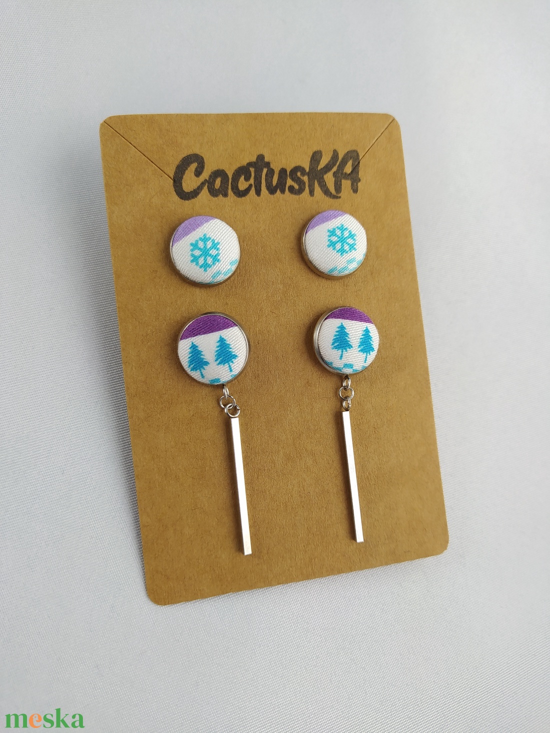 Fenyőfa - hópehely karácsonyi fülbevaló szett - ékszer - fülbevaló - lógó fülbevaló - Meska.hu