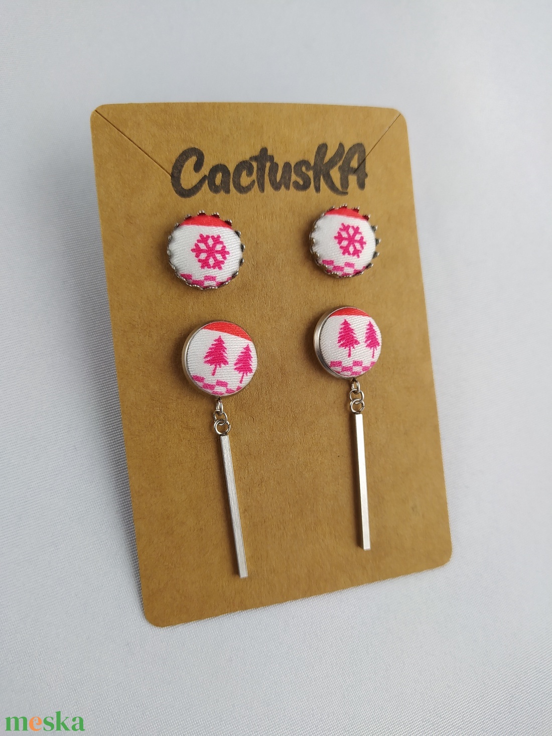 Fenyőfa - hópehely karácsonyi fülbevaló szett - ékszer - fülbevaló - lógó fülbevaló - Meska.hu