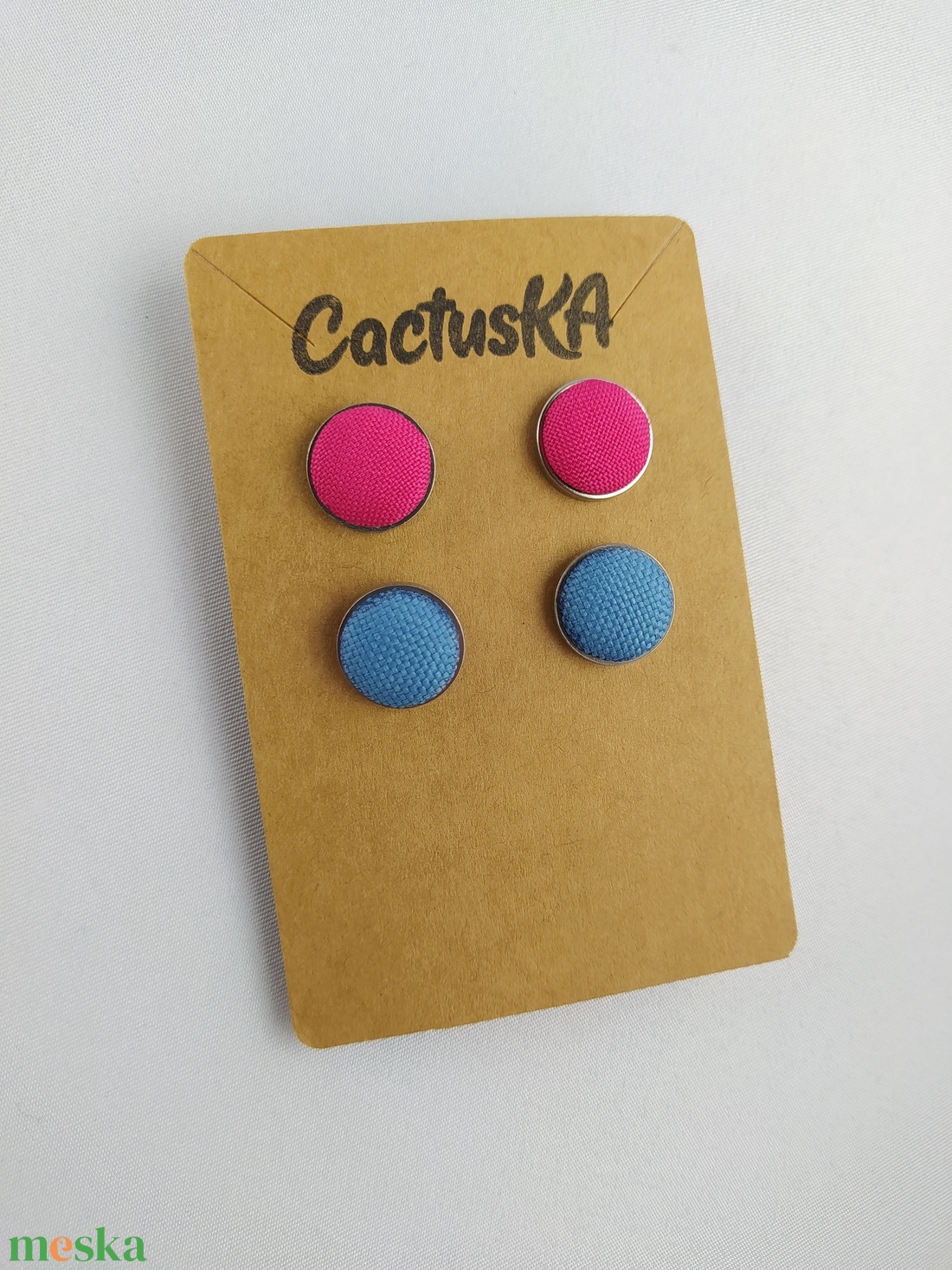 Pink-kék bedugós fülbevaló szett  - ékszer - fülbevaló - pötty fülbevaló - Meska.hu