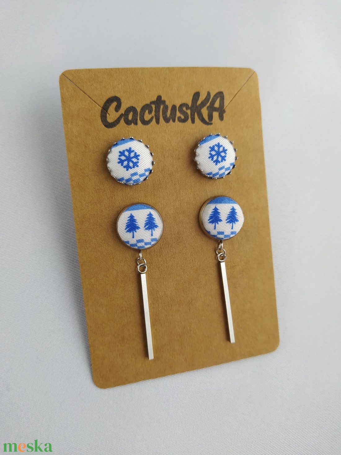 Fenyőfa - hópehely karácsonyi fülbevaló szett - ékszer - fülbevaló - pötty fülbevaló - Meska.hu