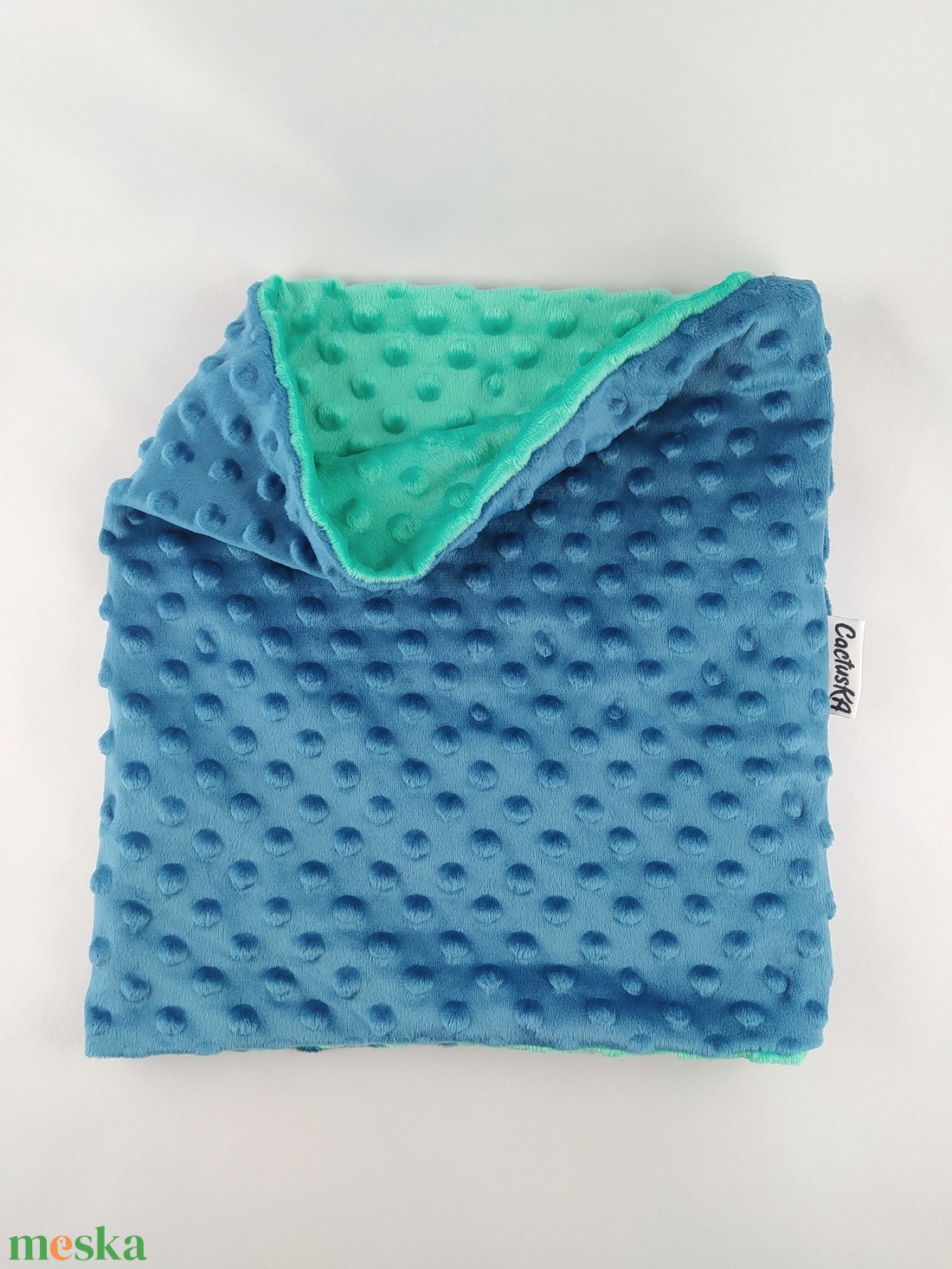 Gyerek / felnőtt minky csősál - zöld-kék - ruha & divat - sál, sapka, kendő - sál - Meska.hu