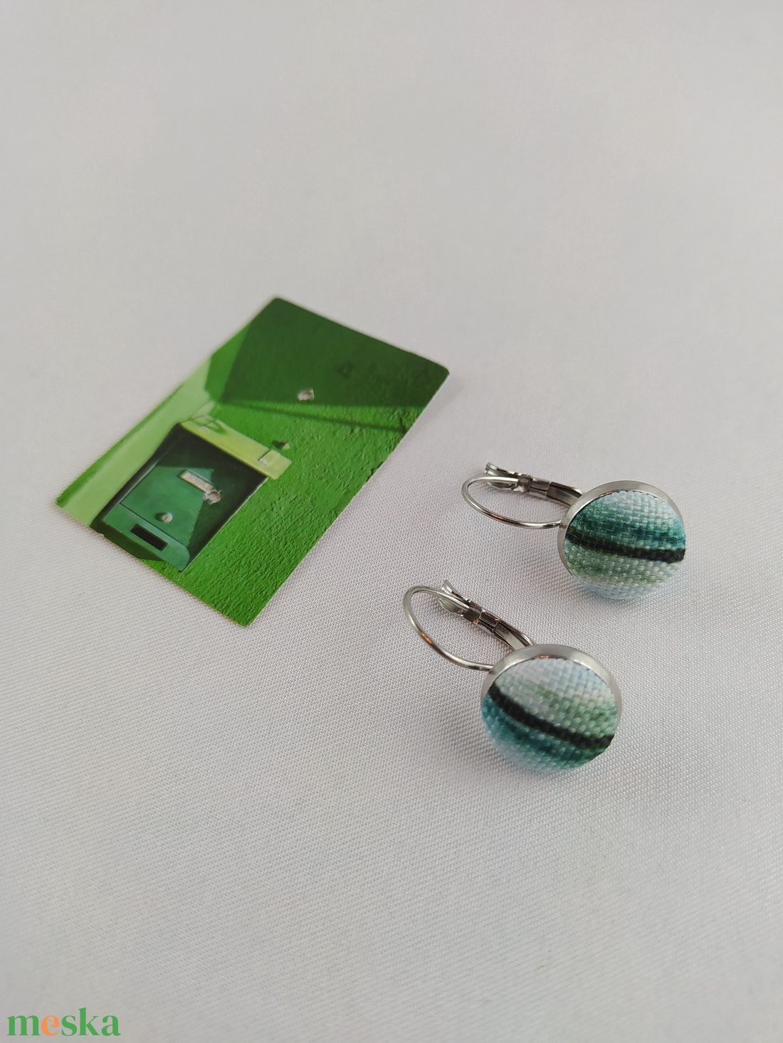 Csíkos francia kapcsos fülbevaló  - ékszer - fülbevaló - lógó fülbevaló - Meska.hu