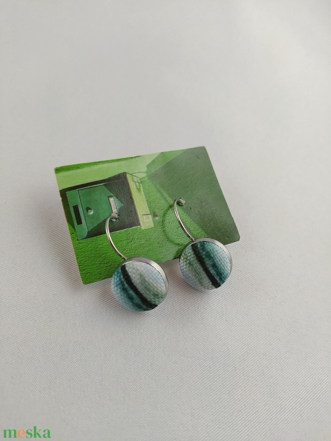 Csíkos francia kapcsos fülbevaló  - ékszer - fülbevaló - lógó fülbevaló - Meska.hu