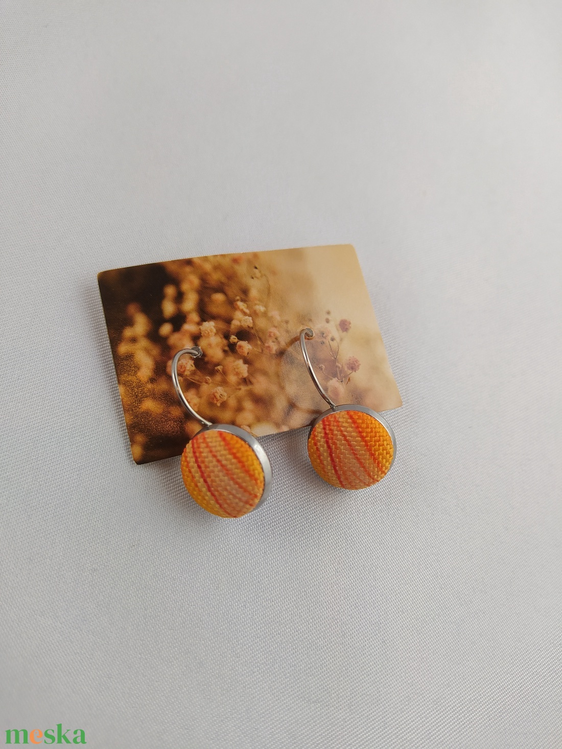 Sárga csíkos francia kapcsos fülbevaló  - ékszer - fülbevaló - lógó fülbevaló - Meska.hu