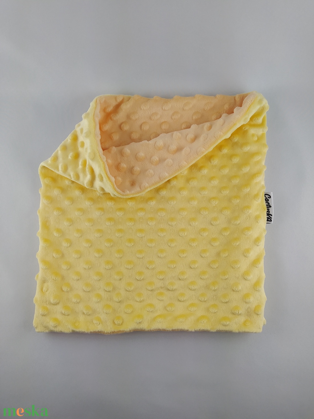 Gyerek / felnőtt minky csősál - sárga-barack - ruha & divat - sál, sapka, kendő - sál - Meska.hu