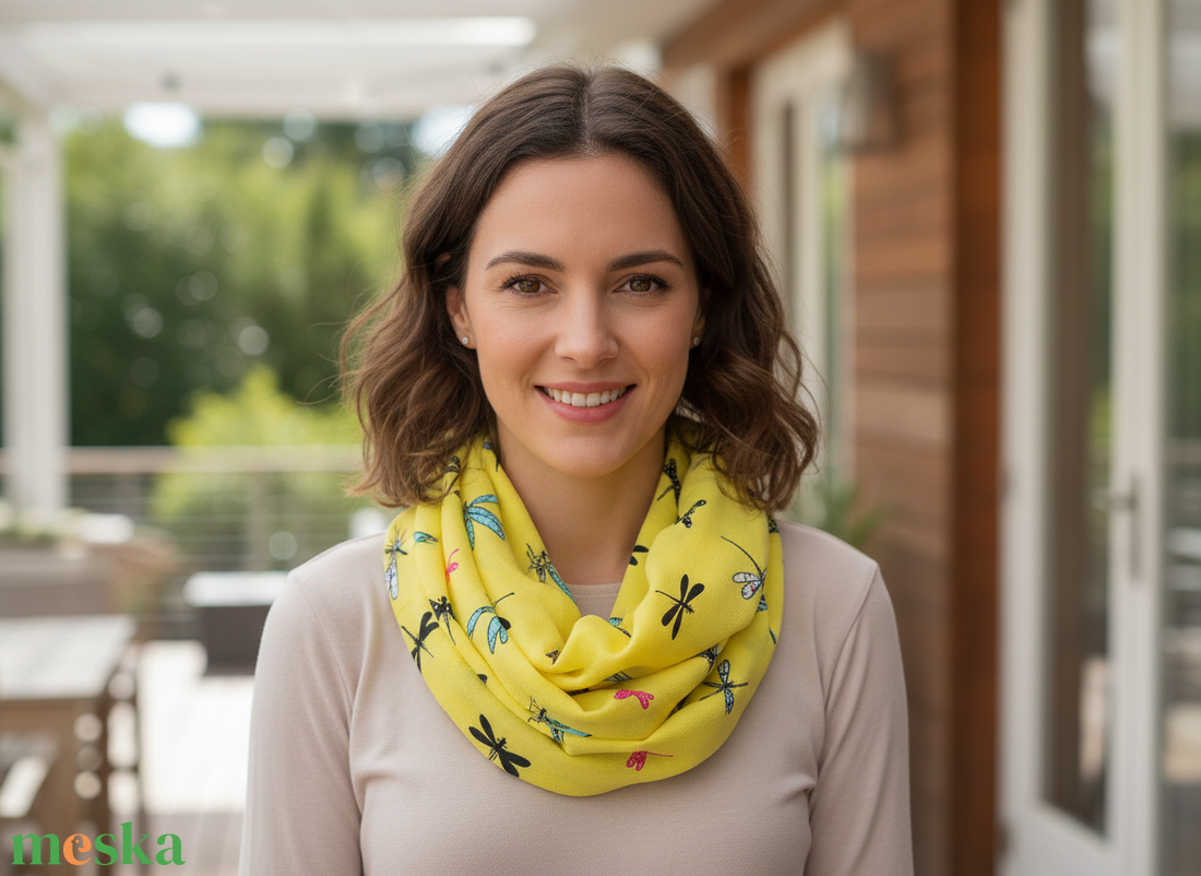 Szitakötő mintás női körsál - ruha & divat - sál, sapka, kendő - sál - Meska.hu