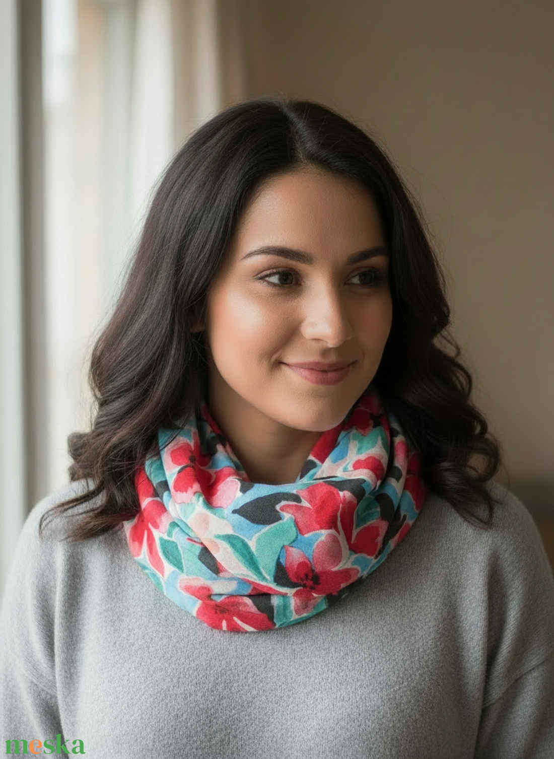 Virágmintás körsál - ruha & divat - sál, sapka, kendő - sál - Meska.hu