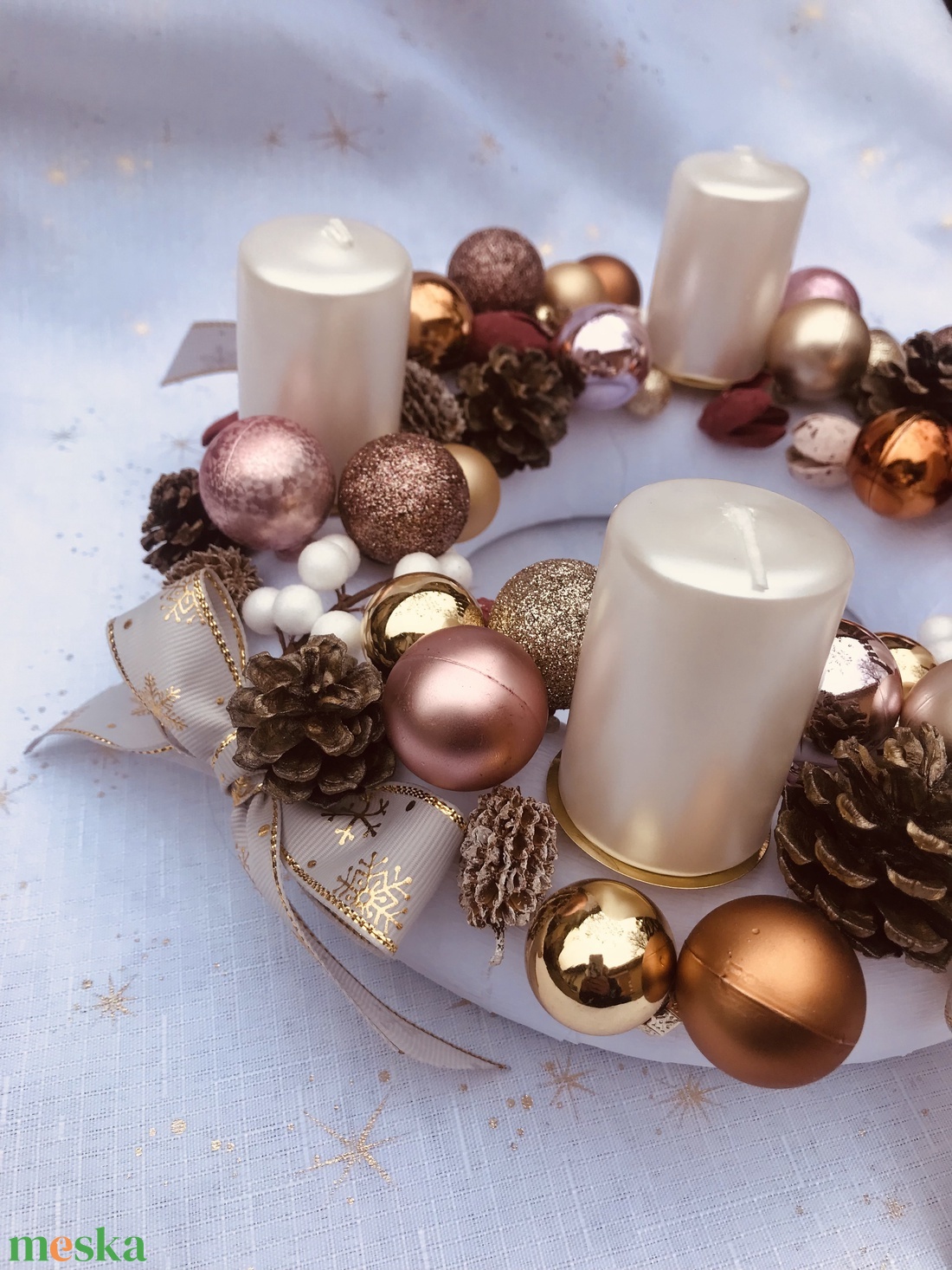 Adventi koszorú rózsaszín és aranyban - karácsony - adventi díszek - adventi koszorú - Meska.hu Adventi koszorú rózsaszín és aranyban - karácsony - adventi díszek - adventi koszorú - Meska.hu