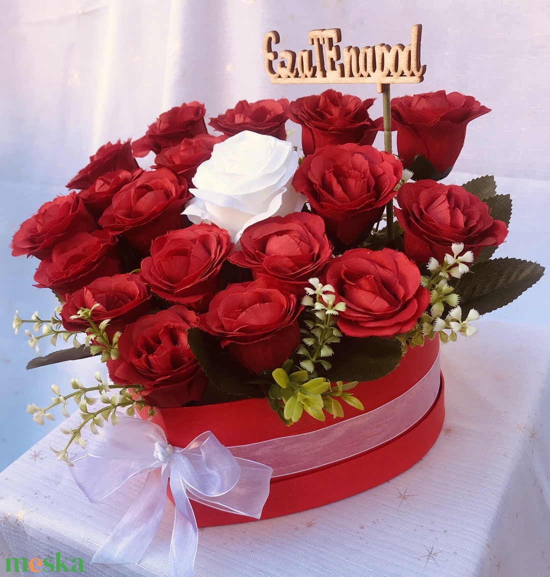 Piros szív virágbox  - otthon & lakás - dekoráció - virágdísz és tartó - virágbox, virágdoboz - Meska.hu