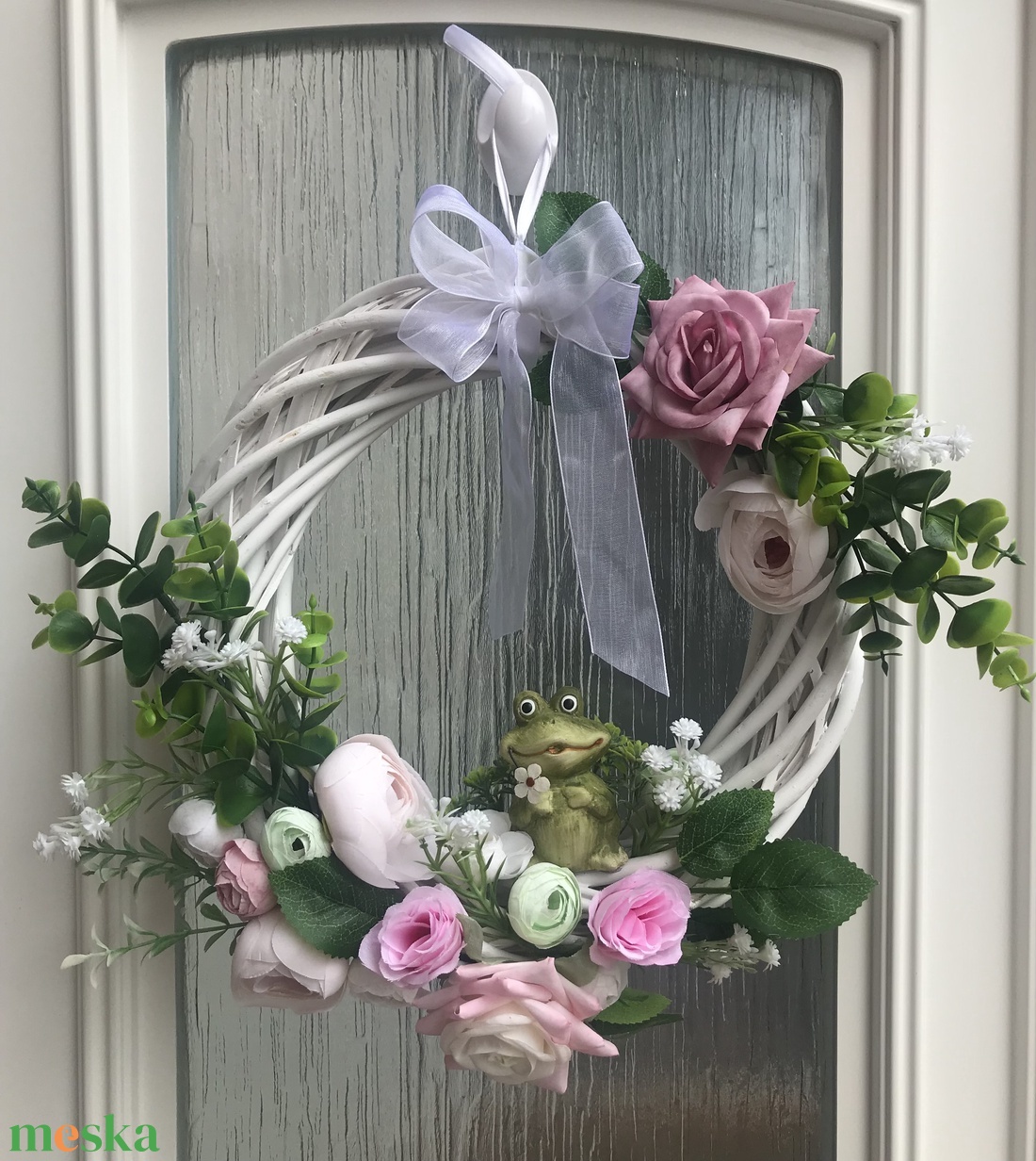 Vessző kopogtató békával - otthon & életmód - dekoráció - ajtó- és ablak dekoráció - ablakdísz - Meska.hu