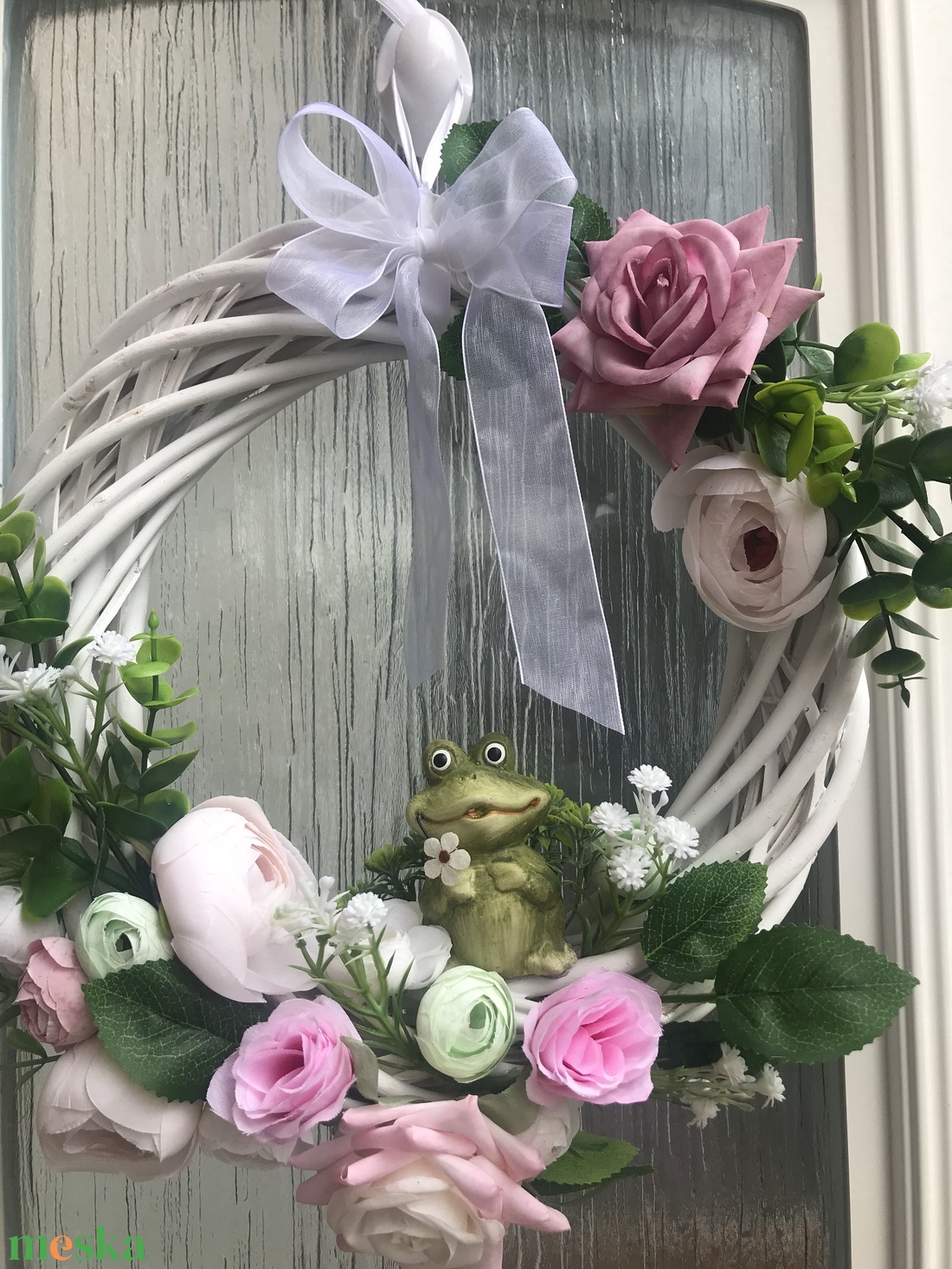 Vessző kopogtató békával - otthon & életmód - dekoráció - ajtó- és ablak dekoráció - ablakdísz - Meska.hu